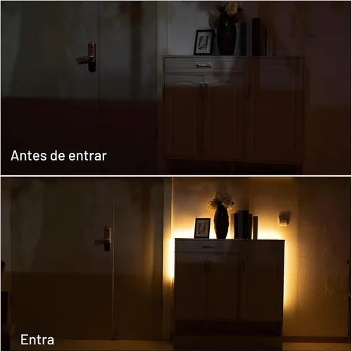 Vista 7 de WOBANE Tira de luz recargable con sensor de movimiento, luces LED para armario, escalera, despensa, armario, cama, casillero, 2700 K, blanco cálido