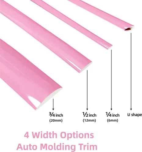 Vista 3 de Tira de moldura decorativa rosa suave para coche/motocicleta, autoadhesiva, universal para exterior e interior, salpicadero, parachoques, ventana
