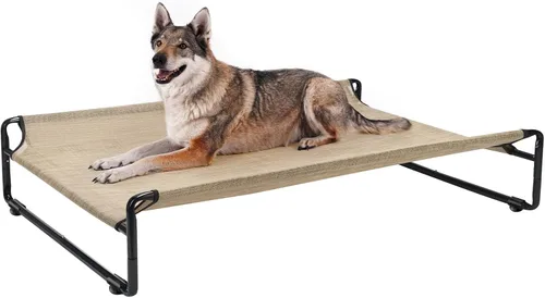 Vista 12 de Veehoo Camas elevadas para perros grandes, cuna lavable con reposacabezas laterales, cama elevada para perros al aire libre con patas