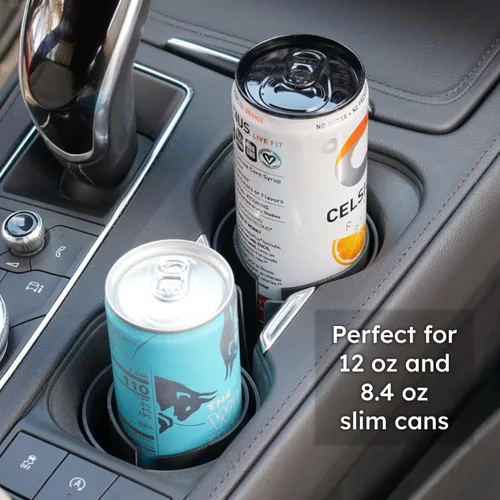 Vista 3 de C² Adaptador Inserto Flexible Delgado de Portavasos para Latas de Automóvil (Negro, EE.UU. (x2)) - Fabricado en EE.UU. - Asegura Bebidas Energéticas