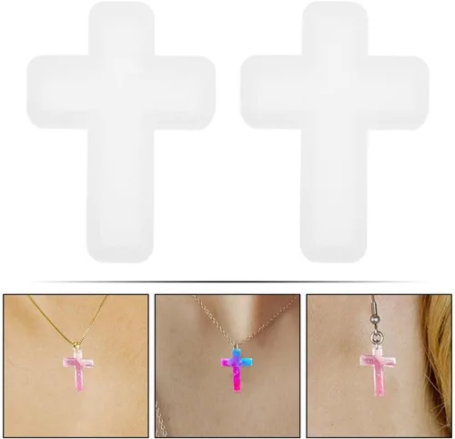 Vista 9 de EXCEART Moldes de resina cruzada, 5 piezas de cruz de Pascua de resina epoxi moldes de cruz de silicona para llavero, manualidades, collares