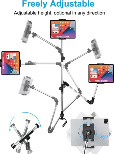 Vista 5 de Soporte para tablet para carril de asiento de coche/camión, soporte resistente de 35 pulgadas para tableta, soporte para asientos delanteros
