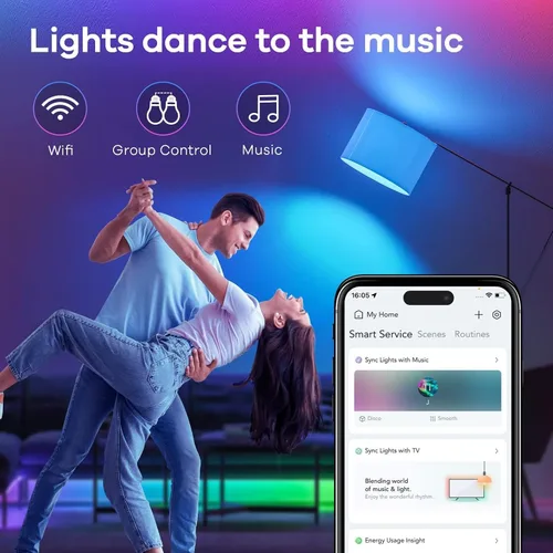 Vista 6 de Bombilla Inteligente Linkind Matter, 1100LM 75W Bombillas Inteligentes que Funcionan con Alexa/Apple Home/Google Home/SmartThings, Bombillas LED