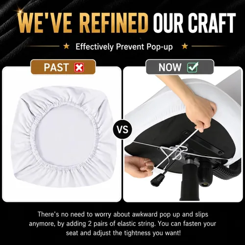 Vista 3 de Fundas elásticas resistentes al agua para sillas de computadora - Protectores lavables para respaldo giratorio y asiento para mascotas - Negro