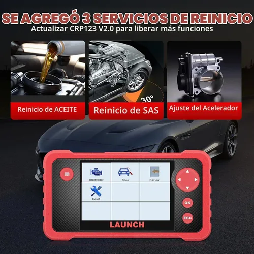 Vista 2 de LAUNCH CRP123 V2.0 Elite Escáner OBD2, herramienta de diagnóstico para auto 2025 Nuevo motor/ABS/SRS/transmisión con restablecimiento