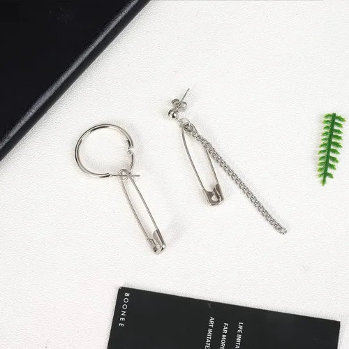 Vista 5 de LONG TIANTIAN Aretes de seguridad para mujer, aretes de clip de papel, aretes colgantes de gota, pasador de seguridad, regalos de joyería