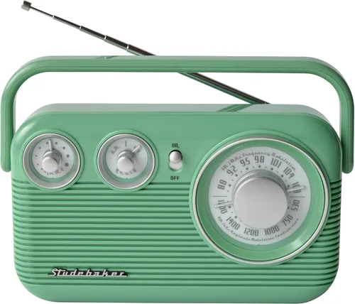 Vista 2 de Studebaker Radio AM/FM portátil retro SB2003 (verde azulado)