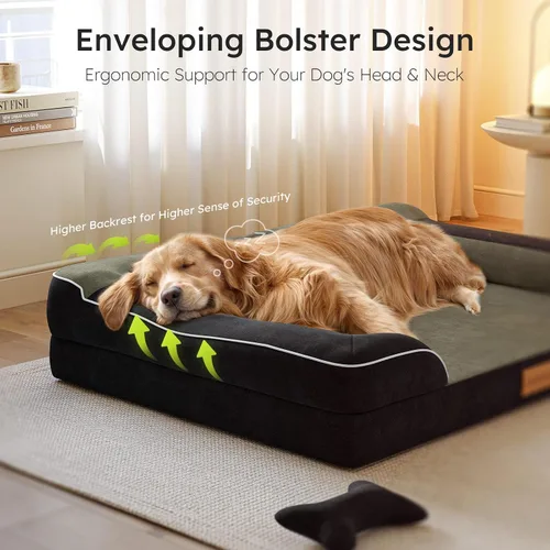 Vista 4 de CWAWZ Cama ortopédica para perros extra grandes, cama ortopédica para perros con espuma viscoelástica de gel refrescante, cama impermeable