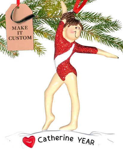 Vista 11 de Adorno de gimnasia personalizado 2026 Adornos de Navidad deportivos grabados con láser para árbol Regalo de recuerdo personalizado para niña