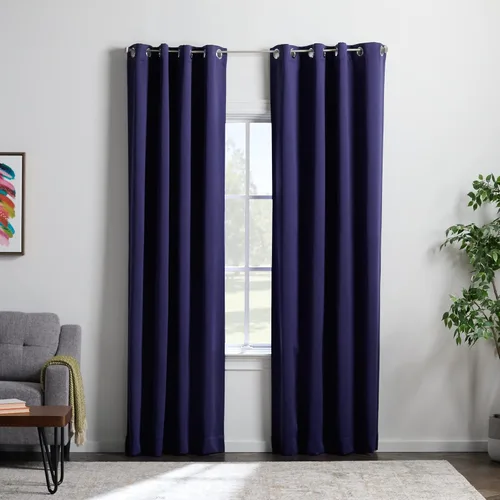 Vista 17 de Linenspa Juego de 2 paneles de cortinas 100% opacas, cortinas azul marino de 63 pulgadas de largo, aislamiento térmico, reducción de ruido