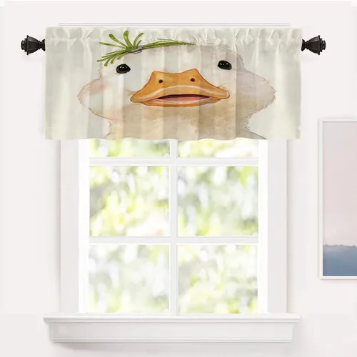 Vista 26 de Shrahala Cortinas opacas con patrón floral Art Nouveau, delicado diseño de vid y flores, cenefa de cocina con bloqueo de luz y bolsillo para barra