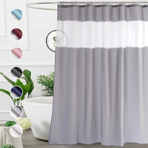 Vista 22 de UFRIDAY - Cortina de ducha de tela moderna en negro y blanco, 48 x 72 pulgadas, cortina de ducha de tela para baño y bañeras, lavable a máquina