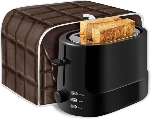 Vista 7 de chaqlin Cubierta para tostadora con estampado de chocolate, 2 rebanadas, resistente a las manchas, cubierta para horno de pan de diseño divertido