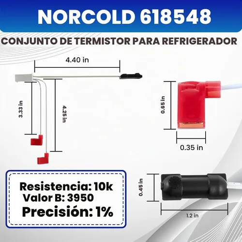 Vista 2 de Wholesale Sensors Reemplazo para el conjunto de termistor de refrigerador Norcold 618548 RV 24 meses de garantía