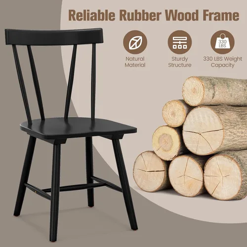 Vista 4 de GOFLAME Windsor - Juego de 2 sillas de comedor con respaldo ergonómico de husillo, sillas de asiento de madera de goma maciza, sillas laterales