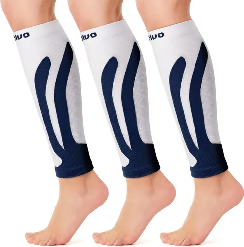 Vista 21 de CAMBIVO Mangas de compresión de pantorrilla para hombres y mujeres, calcetines sin pies para alivio del dolor de espinillas y piernas
