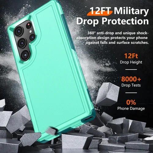Vista 2 de Red2Fire - Funda para Samsung Galaxy S23 Ultra, [grado militar a prueba de golpes] con 2 piezas [protector de pantalla suave + protector de lente]