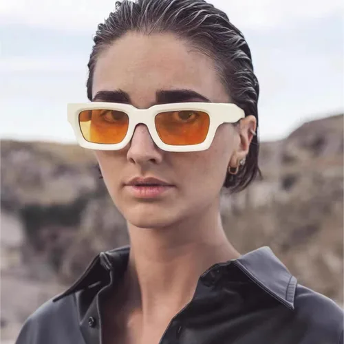Vista 2 de SHEEN KELLY Gafas de sol cuadradas gruesas y retro, para mujeres y hombres, estilo vintage, rectangulares, oscuras, gafas de los años 90