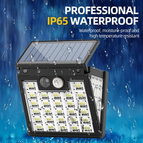 Vista 2 de Luces solares impermeables IP65 para exteriores, 3 modos de luces solares con sensor de movimiento, luz solar LED para escaleras al aire libre