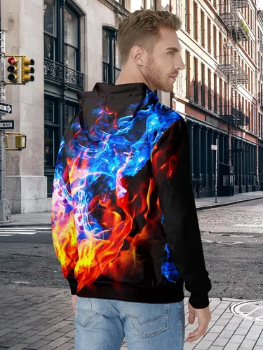 Vista 4 de uideazone Sudadera con capucha con estampado 3D para hombre y mujer, con bolsillo tipo canguro