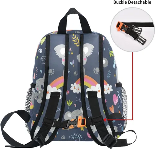 Vista 6 de Pfrewn Mochila preescolar para niños y niñas, con correa para el pecho, Koala, Classic