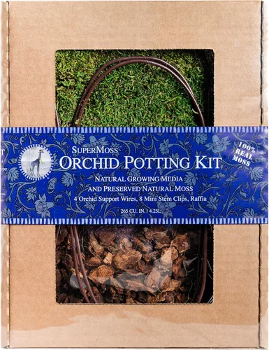 Vista 10 de SuperMoss (90509) Kit para macetas de orquídeas, juego completo de cuidado de orquídeas con musgo preservado, corteza de orquídea, clips florales