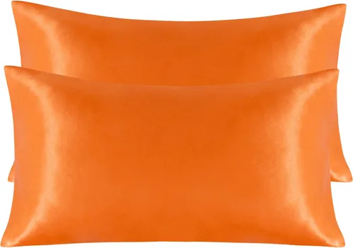 Vista 67 de NTBAY Paquete de 2 fundas de almohada estándar de satén para cabello y piel, lujosas y sedosas fundas de almohada con cierre de sobre, 20 x 26