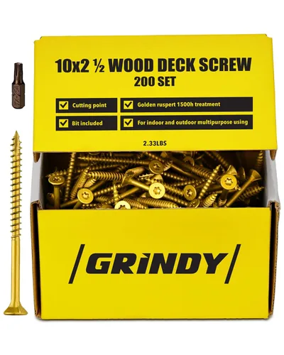 Vista 11 de Grindy - Tornillos para madera #9 x 2 1/2 pulgadas (paquete de 300/2.6 libras) – Tornillos de cubierta autoperforantes I resistentes a la corrosión