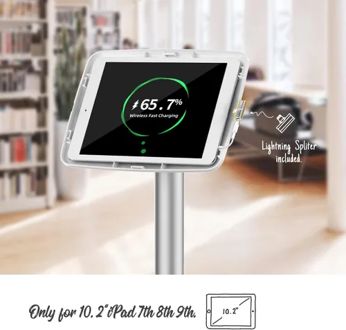 Vista 6 de Soporte de piso ajustable para quiosco de tableta, compatible con iPad 7 8 9 de 10.2 pulgadas, 120 grados giran el recinto de la tableta