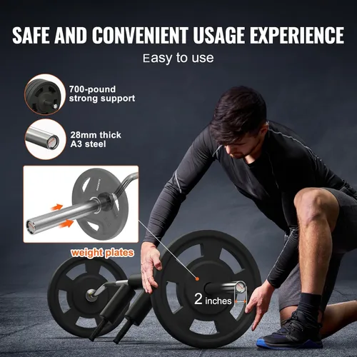 Vista 4 de VEVOR Safety Squat Bar, 700 & 1500 LBS, Plus 500 LBS Hex Barbell Trap Bar, Ideal for Squats, Deadlifts, Lunges, Rehab