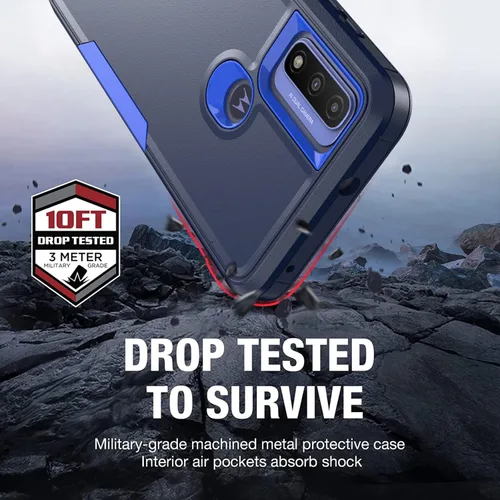 Vista 6 de Funda para Moto G Play 2023, a prueba de golpes, a prueba de caídas, protector de pantalla de vidrio templado, funda de protección resistente