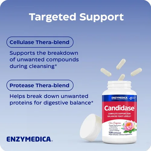 Vista 4 de Enzymedica, Candidase, Enzimas para Apoyo de Limpieza Suave, Salud Intestinal, 120 Unidades Enzymes for Gentle Cleansing Support for Men & Women