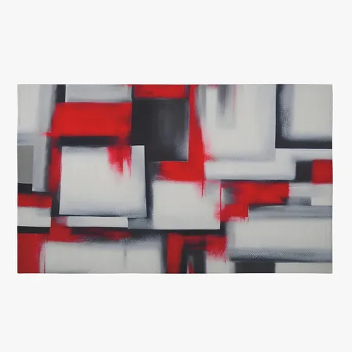 Vista 3 de Alfombra de arte abstracto rojo, negro y blanco, alfombra de arte moderno de 3 x 5 pies, 4 x 6 pies, 5 x 7 pies, 8 x 10 pies, alfombras grandes