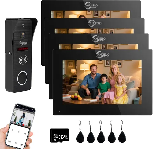 Vista 11 de ANJIELO SMART Timbre de video con cable con monitor interior, sistema de intercomunicación de video con cable, audio bidireccional, detección