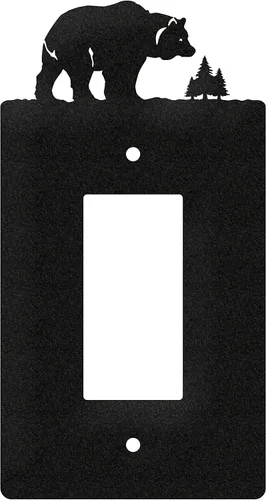 Vista 8 de SWEN Products Bear Wildlife - Placa de pared (interruptor simple, negro)