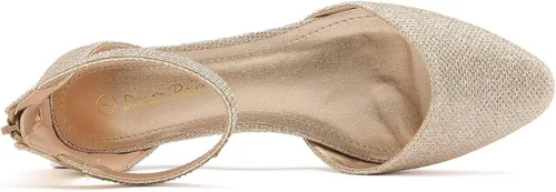 Vista 3 de DREAM PAIRS - Zapatos de mujer con correa para tobillo, tacón bajo de cuña