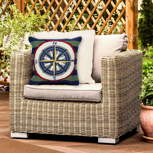 Vista 22 de Liora Manne Decorativo, insertos y fundas Ahoy azul marino, cojines de 18 x 18 pulgadas