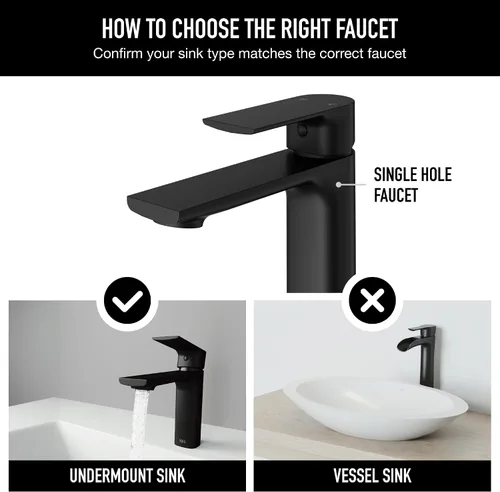 Vista 5 de VIGO Davidson - Grifo de lavabo de baño de un solo mango, 6 pulgadas, negro mate, diseño moderno, latón macizo, válvula de disco WaterSense