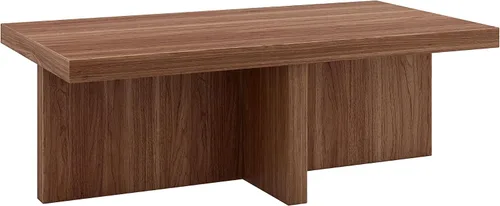 Vista 9 de Henn&Hart - Mesa de centro escandinava de 44 pulgadas, color blanco haya El estilo de pedestal atemporal se combina con una superficie generosa