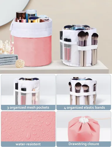 Vista 3 de Cubos de embalaje para viajes, 8 cubos de viaje, organizador de maletas plegable, bolsa de almacenamiento de equipaje ligera (color rosa).