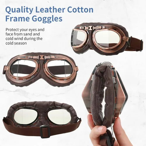 Vista 4 de JaGely 2 juegos de sombrero de piloto y gafas, sombrero de trampero, sombrero de invierno, sombrero con orejeras para hombres y adultos