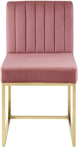 Vista 6 de Modway EEI-3806-GLD-DUS Carriage Channel - Silla de comedor de terciopelo con base copetuda, color rosa polvoriento dorado