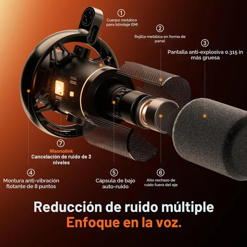 Vista 5 de MAONO PD200W Hybrid Wireless Podcast Equipment Bundle para 2, kit de micrófono USB dinámico XLR con 2 brazos de brazo, software, cancelación