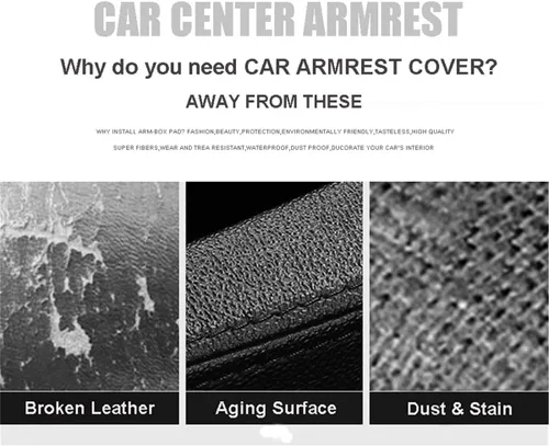Vista 2 de Funda para consola central de coche, universal, de cuero sintético, reposabrazos para auto, protector de reposabrazos de consola central, apto
