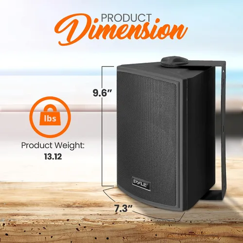 Vista 4 de Pyle Sistema de altavoces Bluetooth impermeable + receptor Bluetooth amplificador de cine en casa (negro)