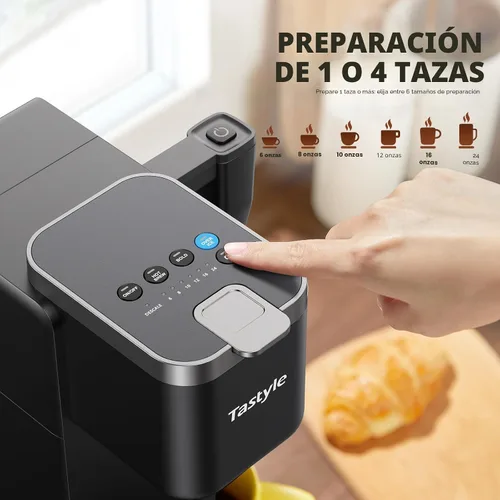 Vista 4 de Tastyle Single Serve Coffee Maker with Built-in Detachable Milk Frother Negro