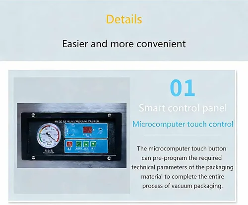 Vista 3 de Sellador al vacío de cámara de acero inoxidable, máquina automática de envasado de alimentos, potente conservador de carne y pescado, envasador al
