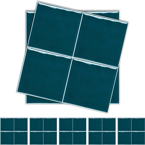 Vista 9 de Alwayspon Adhesivo de vinilo brillante de ladrillo de Provenza, autoadhesivo para azulejos de pared de transferencia de salpicaduras para cocina
