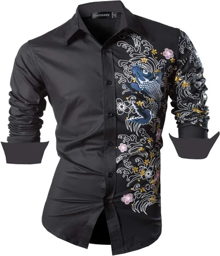 Vista 24 de JZS041, camisa de vestir de manga larga para hombre