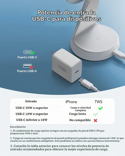 Vista 6 de Anker Soporte de carga 2 en 1 compatible con MagSafe, cargador inalámbrico iPhone 16, certificado Qi2 de 15 W, ultra rápido, ajustable y súper